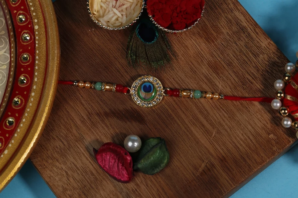 Peacock Stone Rakhi - Image 1