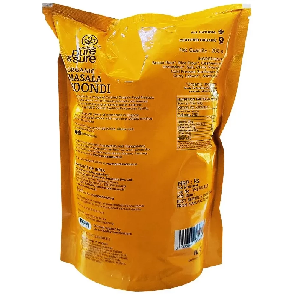 Phalada Pure & Sure Organic Masala Boondi - Crispy Fried Gram Flour Snack - Image 2