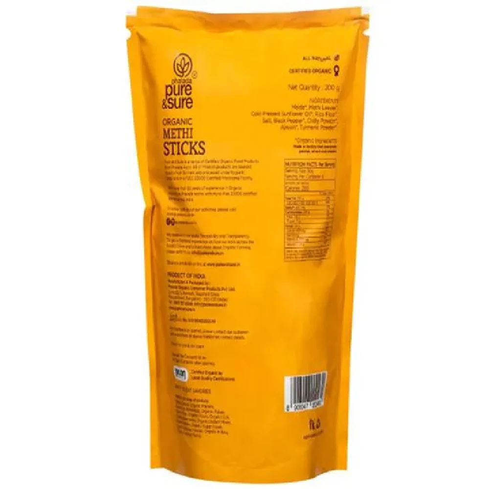 Phalada Pure & Sure Organic Methi Sticks - Made With Wheat Flour, Fenugreek Leaves, Crunchy & Delicious - Image 2