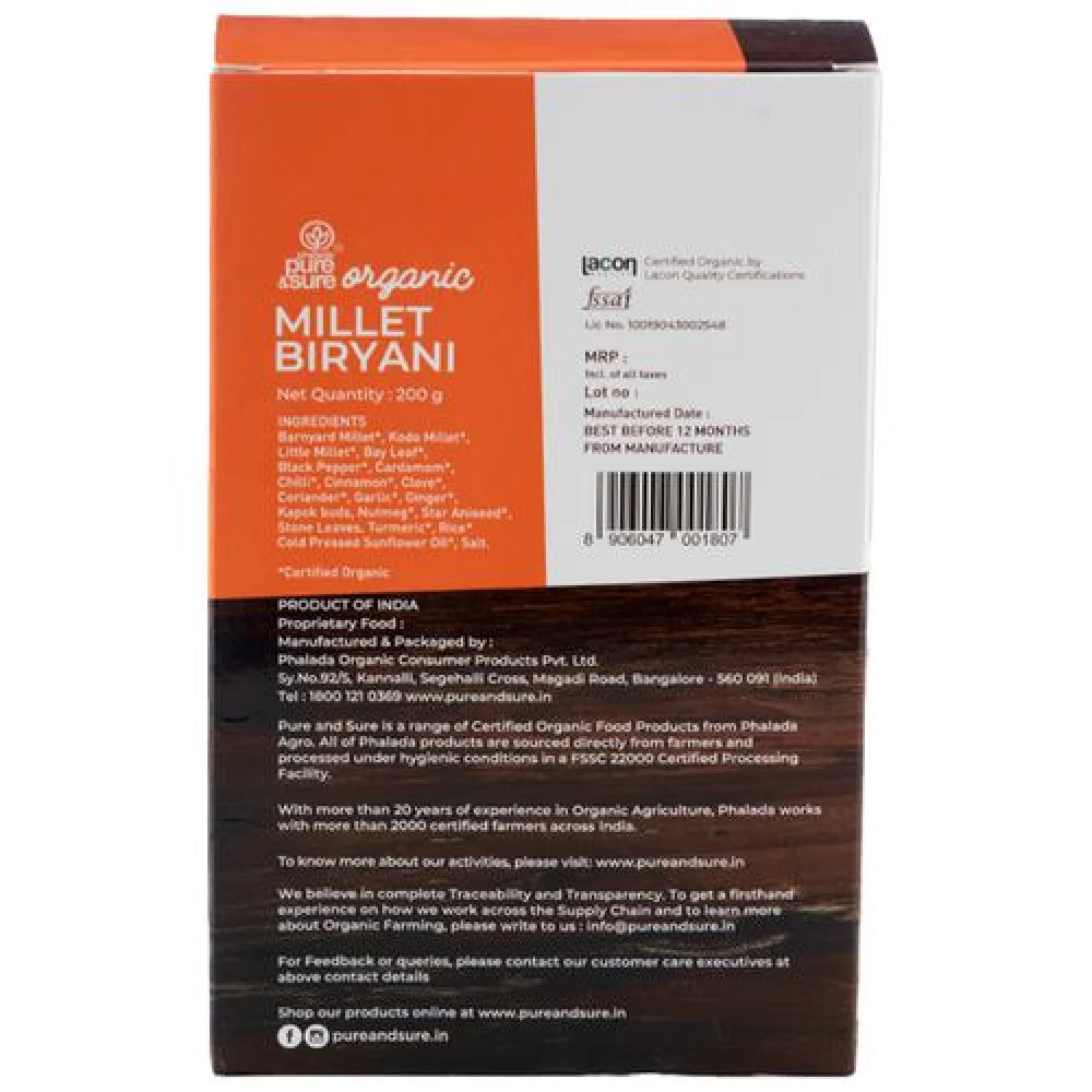 Phalada Pure & Sure Organic Millet Biryani - Nutritious - Image 2