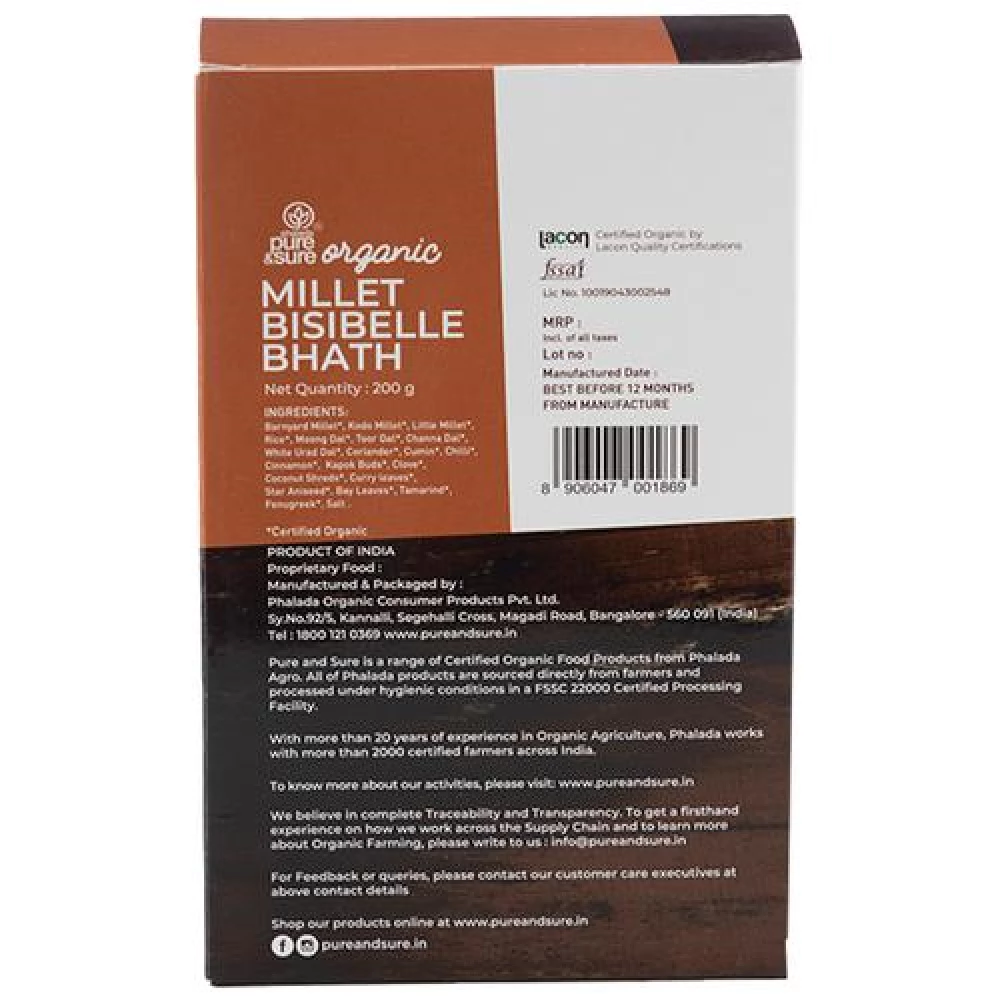 Phalada Pure & Sure Organic Millet Bisibelle Bhath - Rich In Iron - Image 2