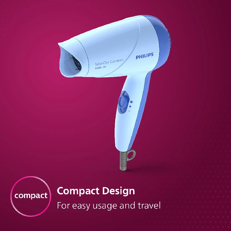 Philips 1000 Watts Compact Hair Dryer-Blue - Image 5