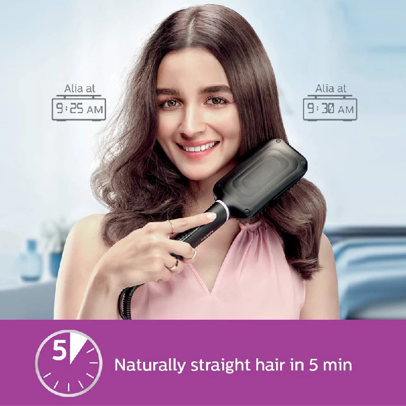 Philips BHD318-00 1600 Watts Hair Dryer and BHH880-10 50 Watts Hair Straightening Brush with Keratin Infused Bristles Black - Image 4