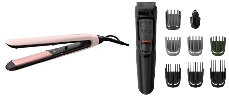 Philips BHS378-10 Kerashine Straightener & Multi Grooming Kit MG3710-65 9-in-1 Philips BHS378-10 Kerashine Straightener & Multi Grooming Kit MG3710-65 9-in-1-Pack Size-Combo of 2