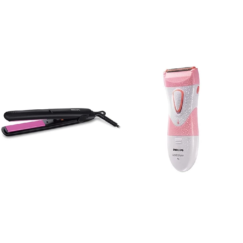 Philips HP8302 Essential Selfie Straightener & HP6306 Lady Shave Philips HP8302 Essential Selfie Straightener & HP6306 Lady Shave-Pack Size-Combo of 2