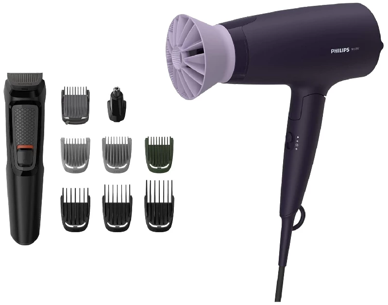 Philips Hair Dryer BHD318-00 1600 Watts & Multi Grooming Kit MG3710-65, Face, Head and Body - All-in-one Trimmer. Self Sharpening Philips Hair Dryer BHD318-00 1600 Watts & Multi Grooming Kit MG3710-65, Face, Head and Body - All-in-one Trimmer. Self Sharpening-Pack Size-Combo of 2
