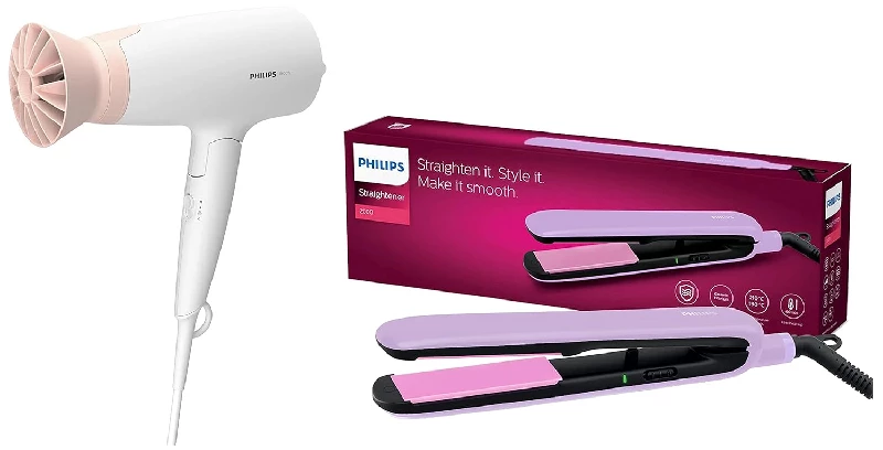 Philips Hair Dryer Bhd308-30 1600 Watts & Bhs393-40 Straightener Philips Hair Dryer Bhd308-30 1600 Watts & Bhs393-40 Straightener-Pack Size-Combo of 2