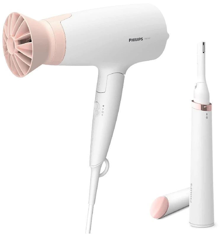 Philips Hair Dryer Bhd308-30 1600 Watts & Touch-Up Hp6388 Eyebrows, Facial & Body Trimmer-White Philips Hair Dryer Bhd308-30 1600 Watts & Touch-Up Hp6388 Eyebrows, Facial & Body Trimmer-White-Pack Size-Combo of 2