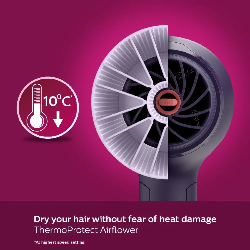 Philips Hair Dryer-Purple BHD318-00 1600 Watts & HP8302 Selfie Straightener Black - Image 3