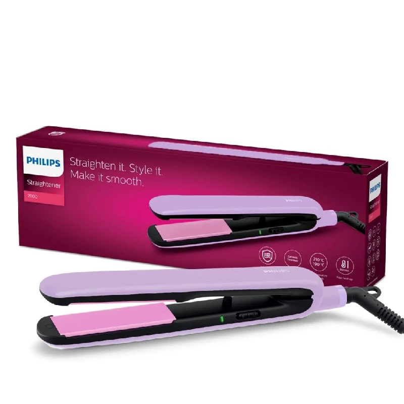 Philips Straightener with SilkProtect Technology. Straighten & Curl-Lavender Philips Straightener with SilkProtect Technology. Straighten & Curl-Lavender-Model No-BHS393-40
