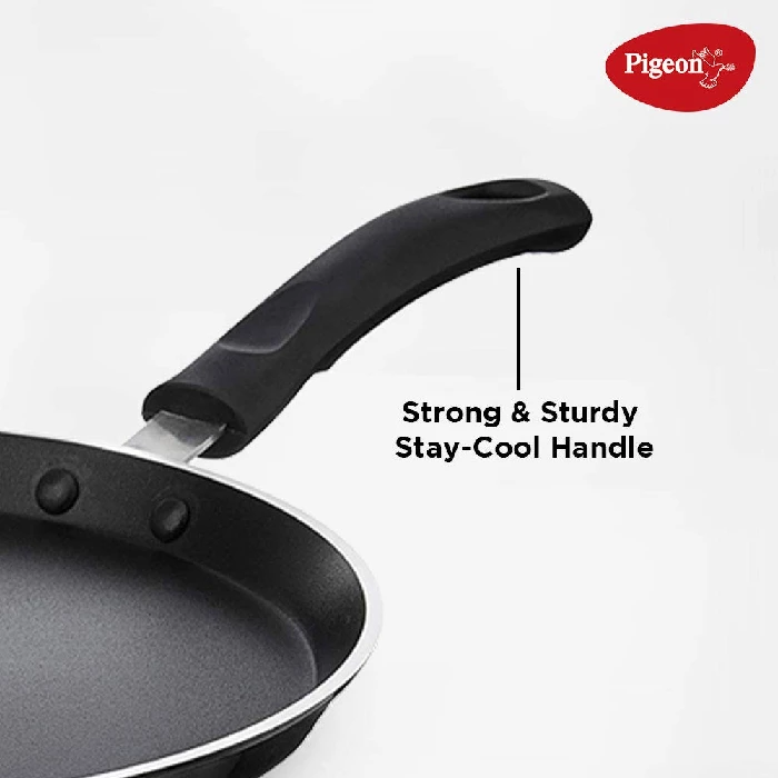 Pigeon Special Non Induction Base Aluminium Non Stick Flat Tawa, 270mm, Cookware with 3mm width, Black - Image 2