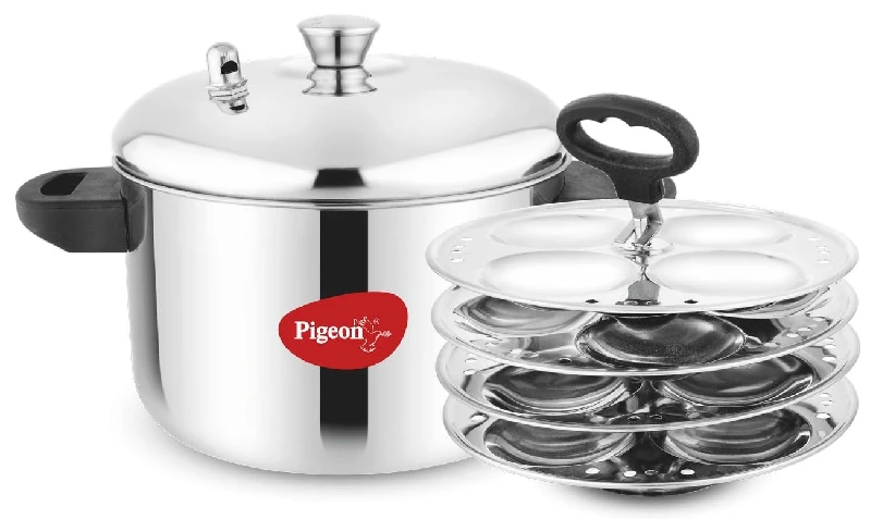 Pigeon Stainless Steel Idly Maker 4 Plates Compatible With Induction And Gas Stove