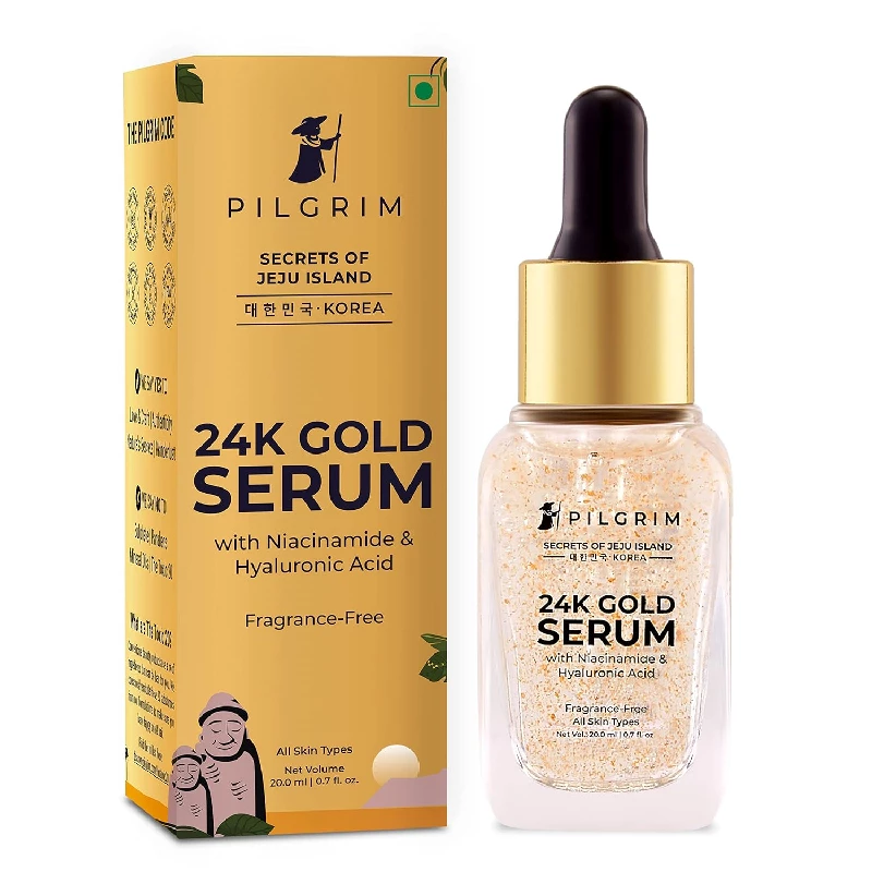 Pilgrim 24K Gold Face Serum With Niacinamide & Hyaluronic Acid Pilgrim 24K Gold Face Serum With Niacinamide & Hyaluronic Acid-Pack Size-20 ml