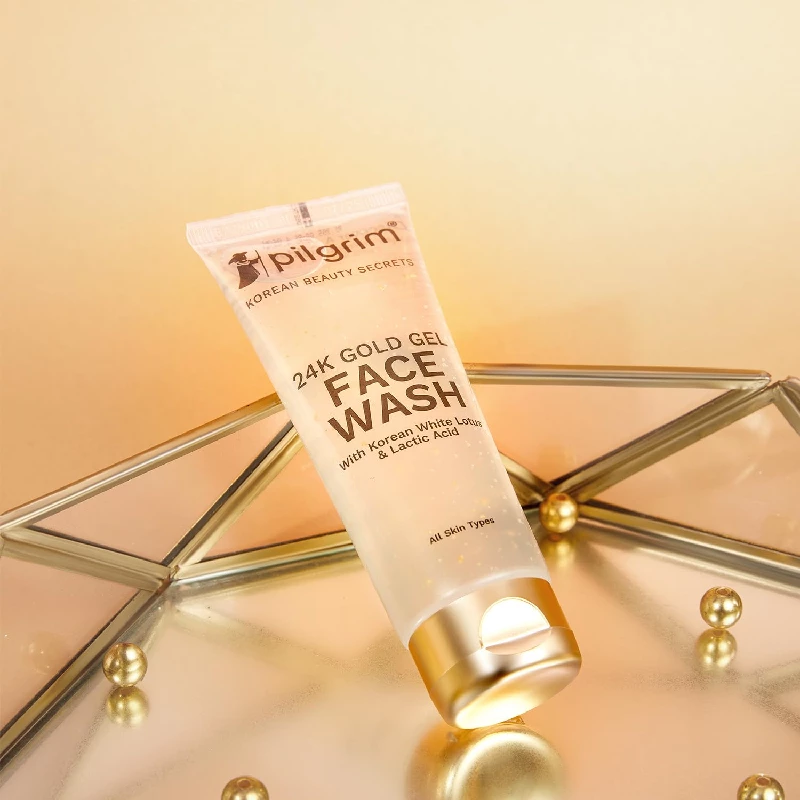 Pilgrim 24k Gold Gel Facewash with Korean White Lotus & Lactic Acid - Image 2