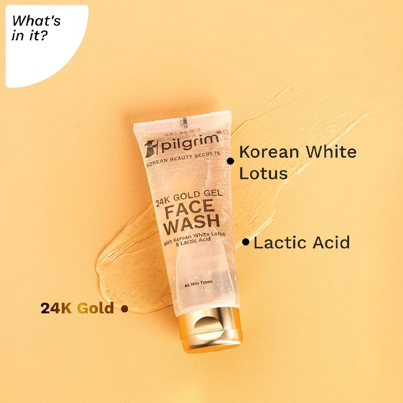 Pilgrim 24k Gold Gel Facewash with Korean White Lotus & Lactic Acid - Image 4