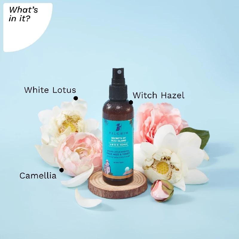 Pilgrim Korean Beauty White Lotus Refreshing Face Mist & Toner - Image 3