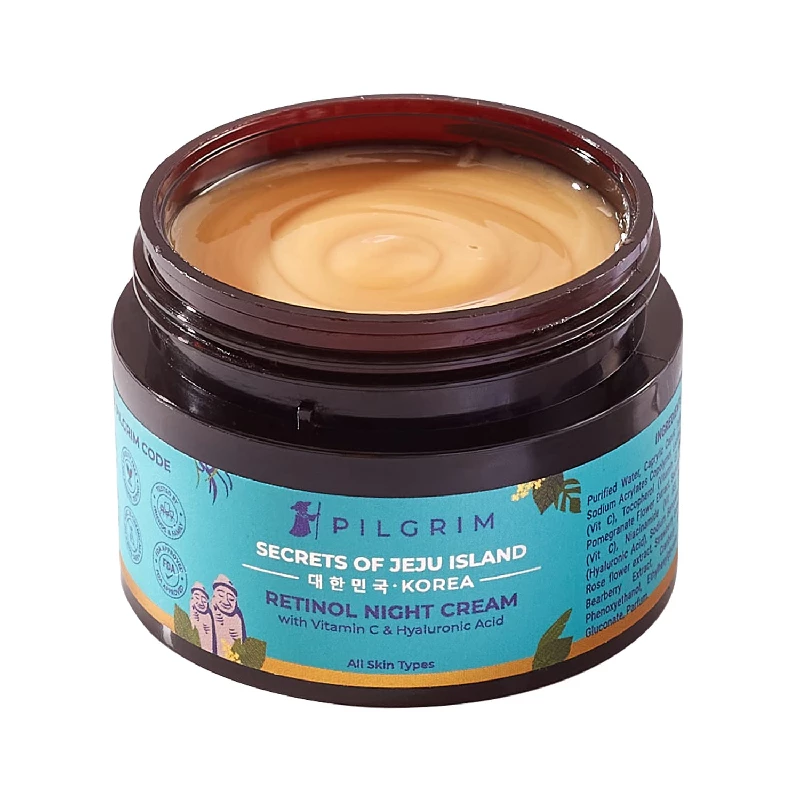 Pilgrim Korean Retinol Anti Aging Night Cream with Hyaluronic Acid & Vitamin C Pilgrim Korean Retinol Anti Aging Night Cream with Hyaluronic Acid & Vitamin C-Pack Size-50 g
