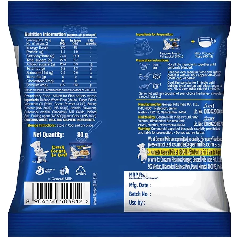Pillsbury Pancake Mix - Chocolate Flavour, Makes Soft & Fluffy Pancakes - Image 2