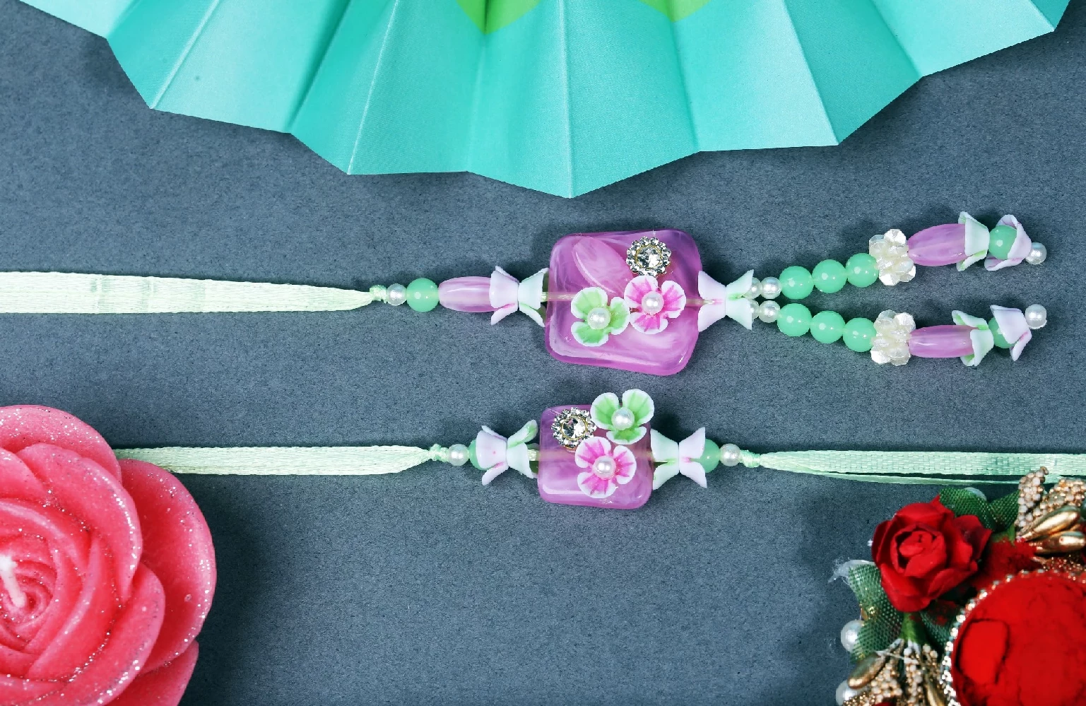 Pistachio Green Bhaiya Bhabhi Rakhi - Image 1