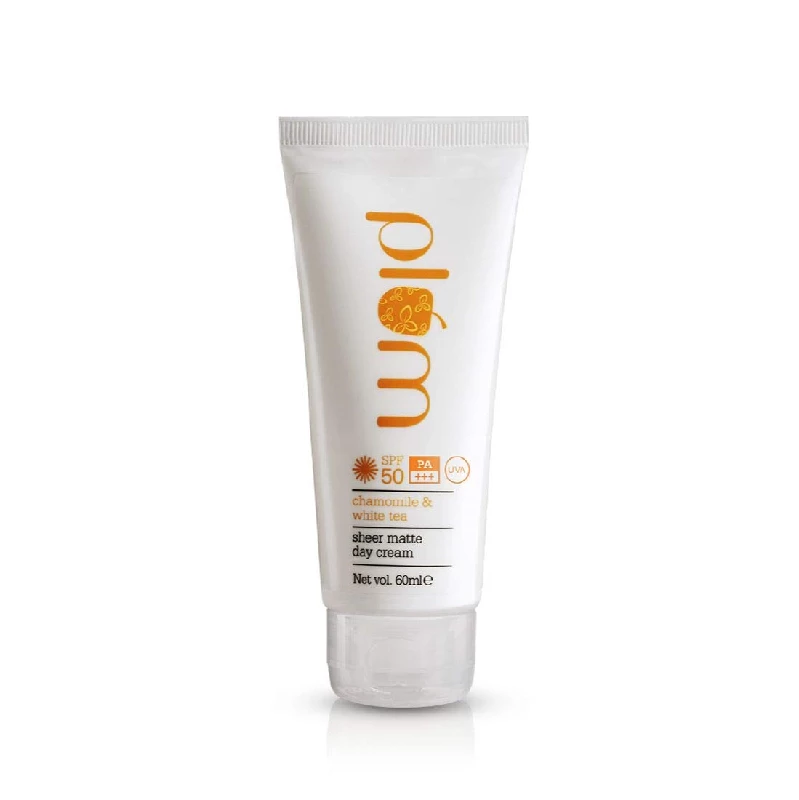 Plum Chamomile & White Tea Sheer Matte Day Cream SPF50 Plum Chamomile & White Tea Sheer Matte Day Cream SPF50-Pack Size-60 ml