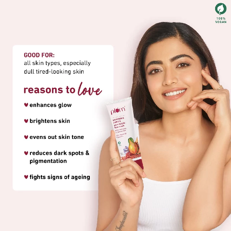 Plum Saffron & Papaya Glow & Brightening Face Wash - Image 2