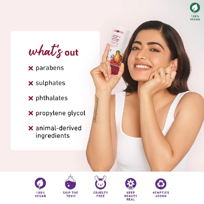 Plum Saffron & Papaya Glow & Brightening Face Wash - Image 5