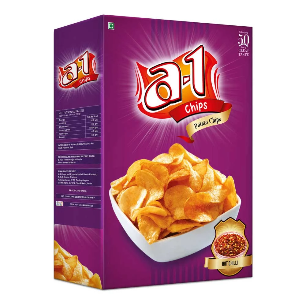 Potato Chips-Hot Chilly Potato Chips-Hot Chilly-Pack Size-200g