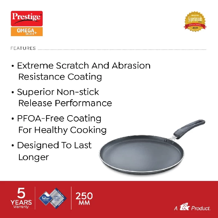 Prestige Aluminium Omega Select Plus Non-Stick Omni Tawa, Black - Image 2