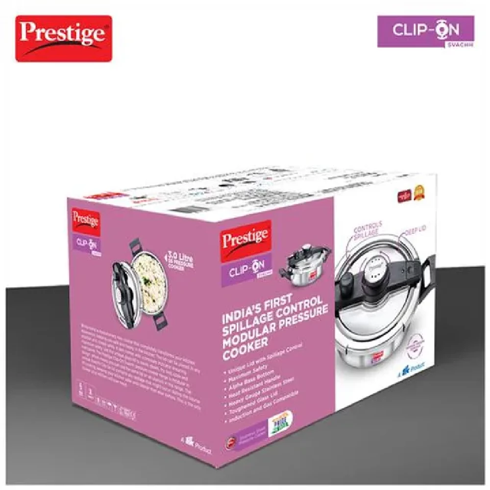 Prestige Clip On Svachh Stainless Steel Outer Lid Pressure Cooker - Induction Base, 20229 - Image 5
