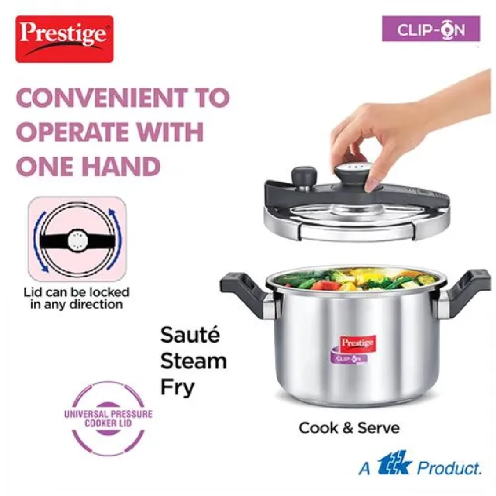 Prestige Clip On Svachh Stainless Steel Outer Lid Pressure Cooker - Induction Base, 20230 - Image 5