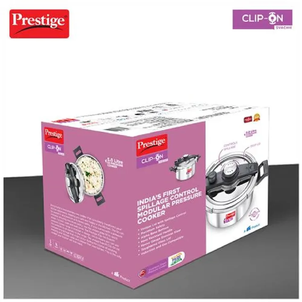 Prestige Clip On Svachh Stainless Steel Outer Lid Pressure Cooker - Induction Base, 20230 - Image 6