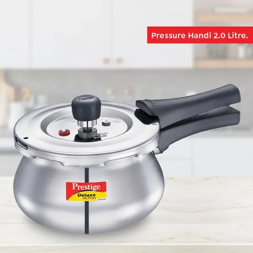 Prestige Deluxe Alpha Svachh Stainless Steel Spillage Control Baby Handi Pressure Cooker - Silver - Image 3