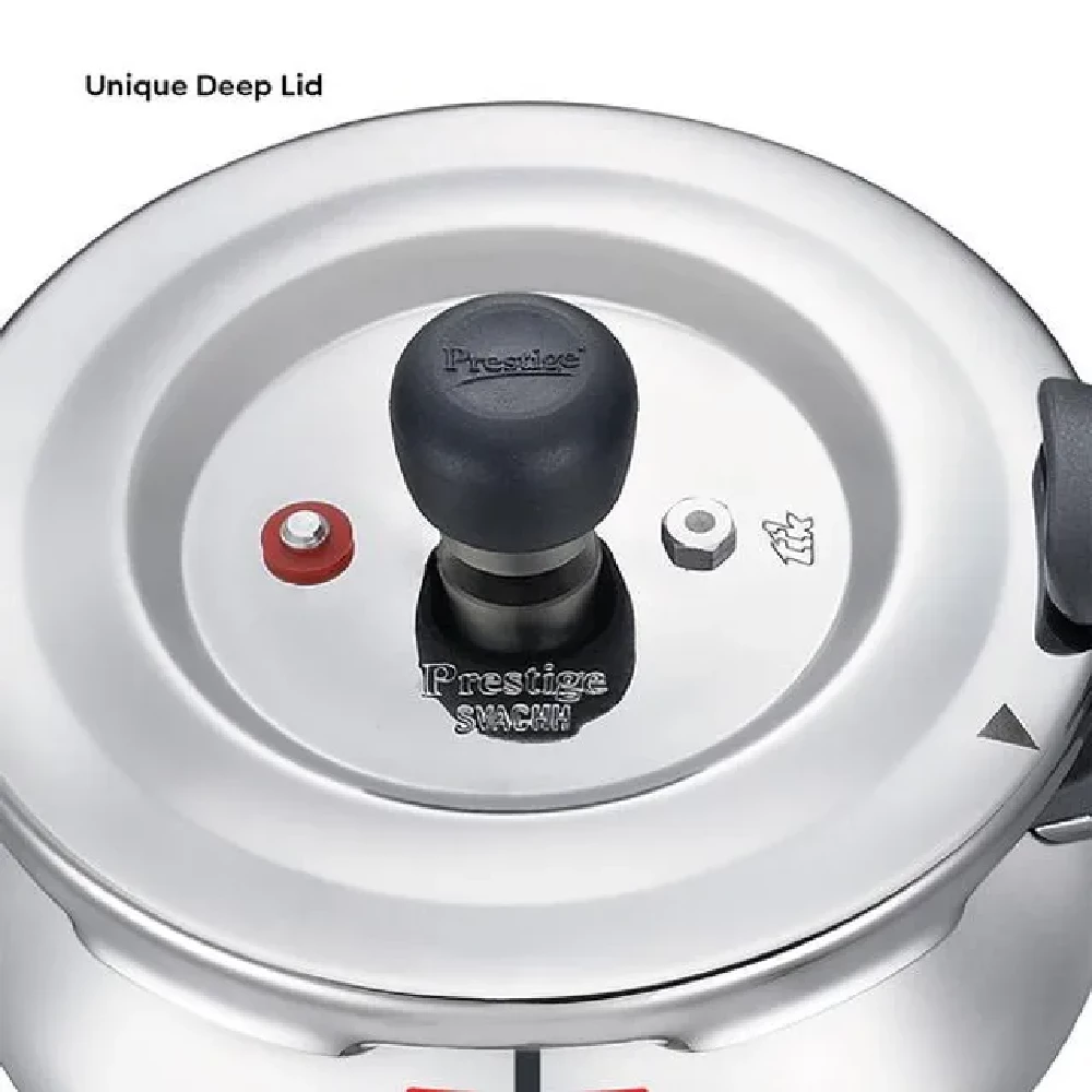 Prestige Deluxe Alpha Svachh Stainless Steel Spillage Control Handi Pressure Cooker - With Glass Lid, Silver - Image 5