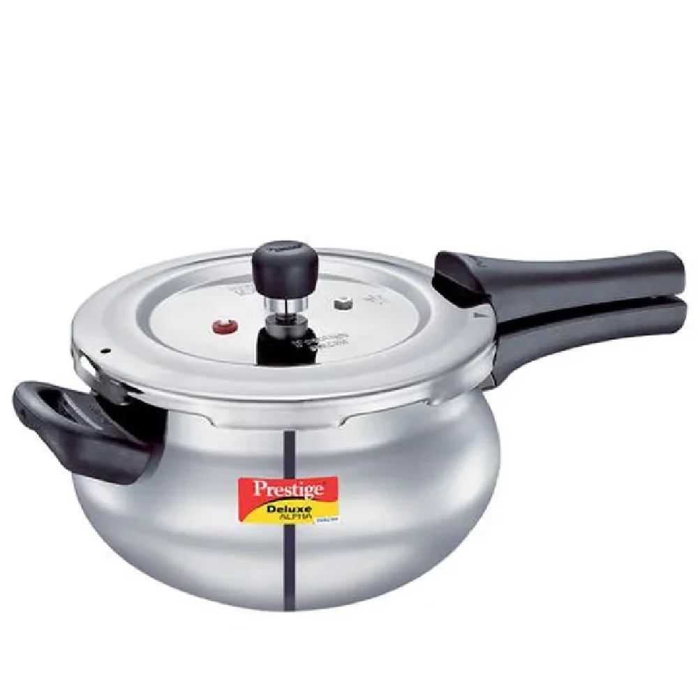 Prestige Deluxe Alpha Svachh Stainless Steel Spillage Control Junior Handi Pressure Cooker - Silver Prestige Deluxe Alpha Svachh Stainless Steel Spillage Control Junior Handi Pressure Cooker - Silver--4 l