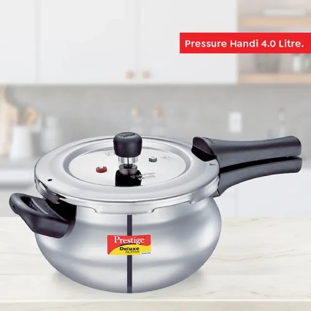 Prestige Deluxe Alpha Svachh Stainless Steel Spillage Control Junior Handi Pressure Cooker - Silver - Image 3