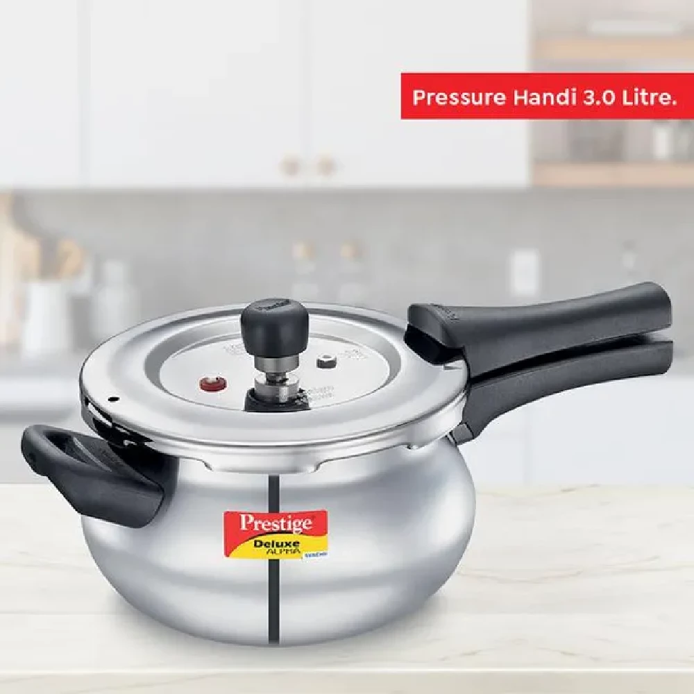 Prestige Deluxe Alpha Svachh Stainless Steel Spillage Control Mini Handi Pressure Cooker - Silver - Image 3
