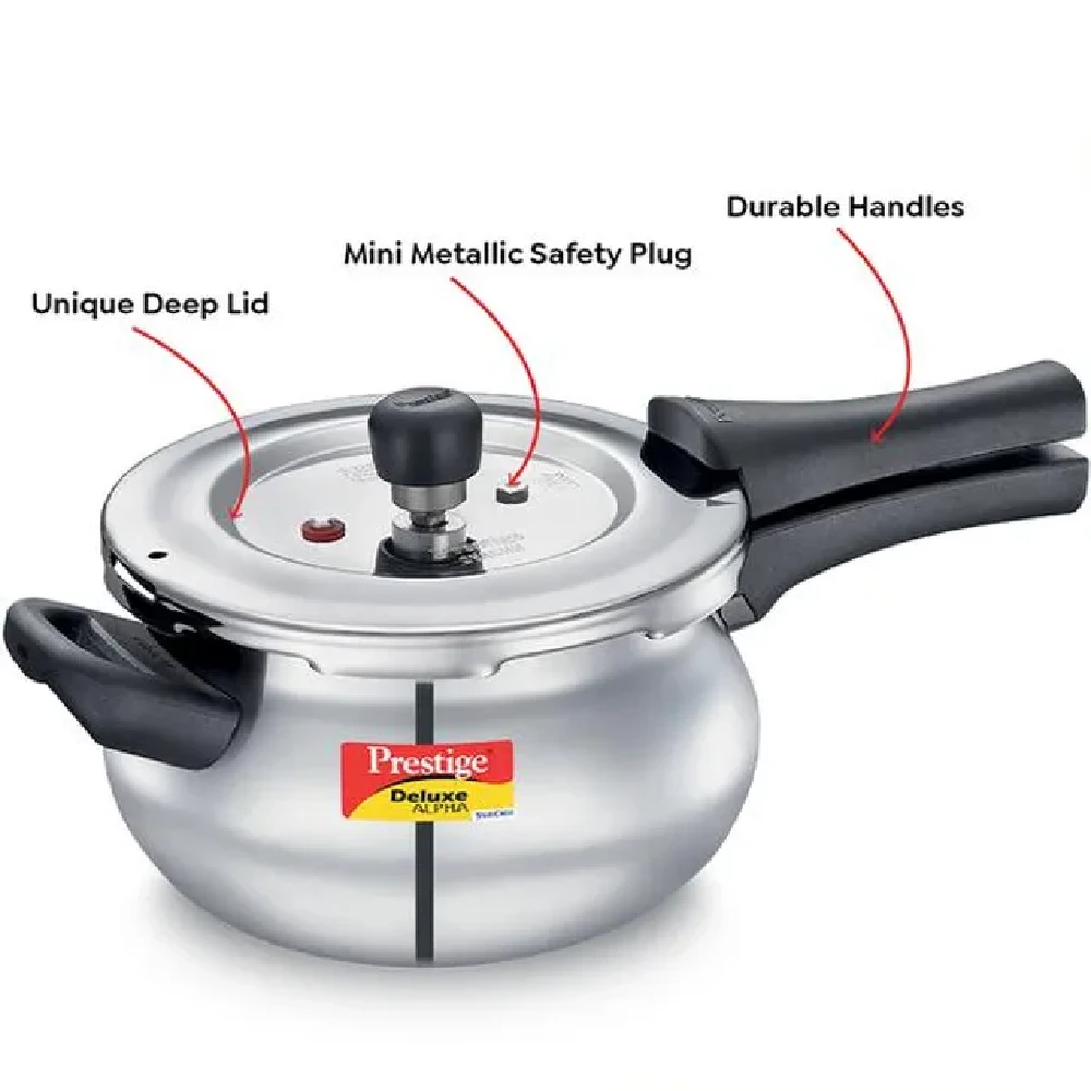 Prestige Deluxe Alpha Svachh Stainless Steel Spillage Control Mini Handi Pressure Cooker - Silver - Image 4