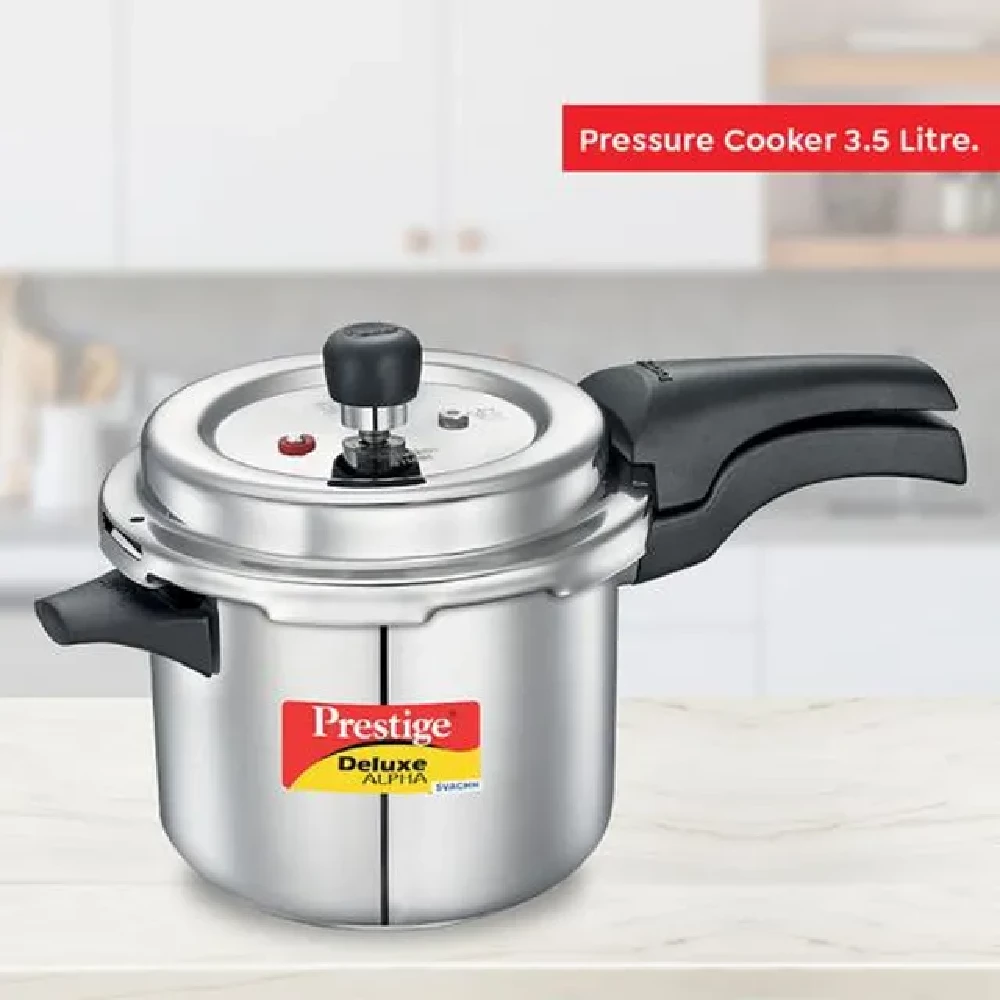 Prestige Deluxe Alpha Svachh Stainless Steel Spillage Control Pressure Cooker - Silver - Image 9