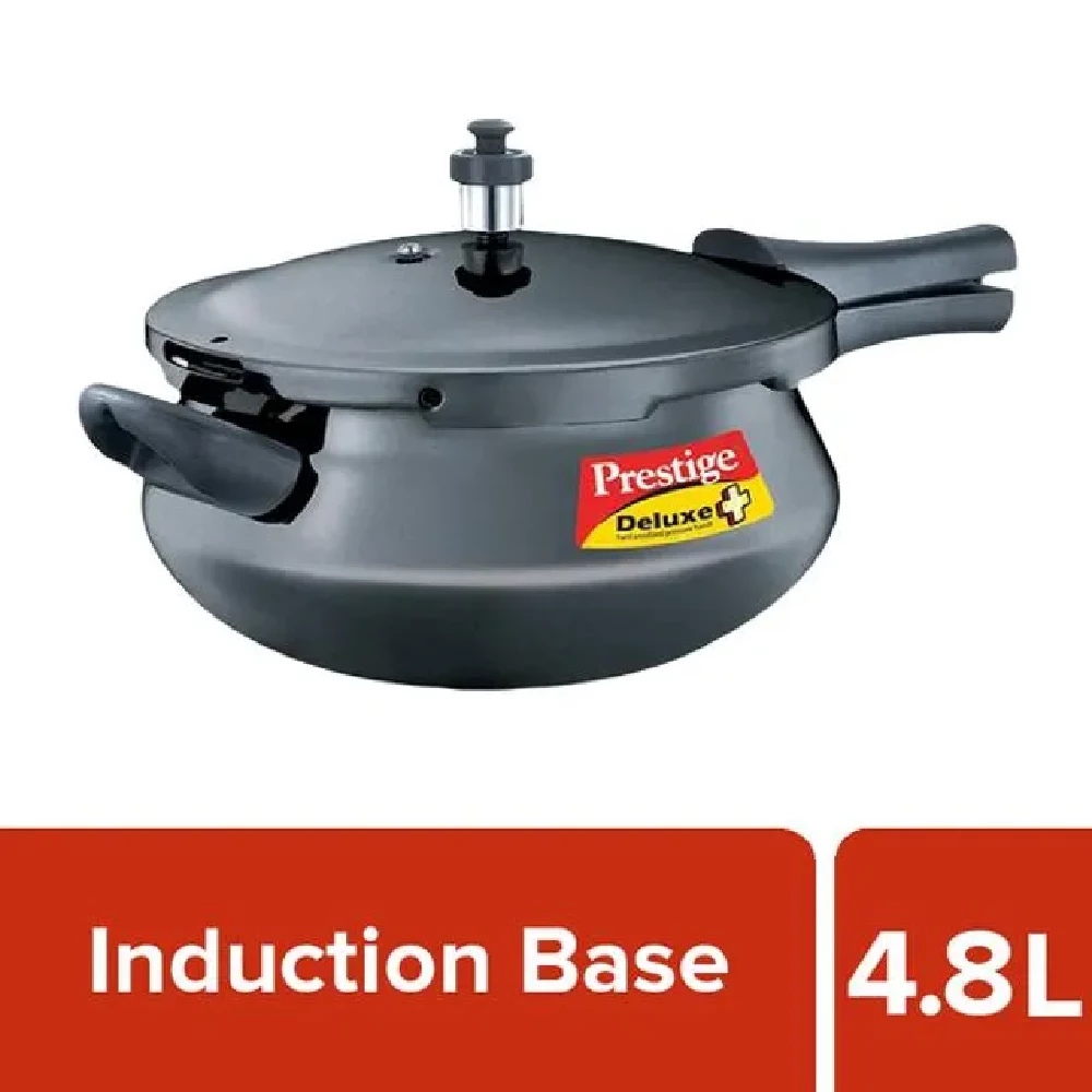 Prestige Deluxe Plus Hard Anodised Outer Lid Handi Pressure Cooker - Induction Base, Black, 20357 Prestige Deluxe Plus Hard Anodised Outer Lid Handi Pressure Cooker - Induction Base, Black, 20357--4.8 L