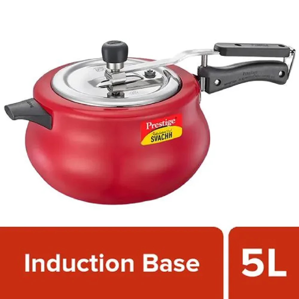 Prestige Nakshatra Duo Svachh Aluminium Inner Lid Pressure Cooker - Induction Base, Red, 10753 Prestige Nakshatra Duo Svachh Aluminium Inner Lid Pressure Cooker - Induction Base, Red, 10753--5 L