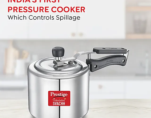 Prestige Nakshatra Plus Svachh Aluminium Spillage Control Pressure Cooker - Silver - Image 2