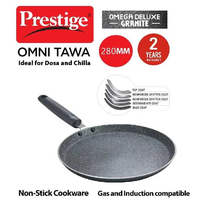 Prestige Omega Deluxe Granite Dosa Tawa, Black, Nonstick Aluminium - Image 2