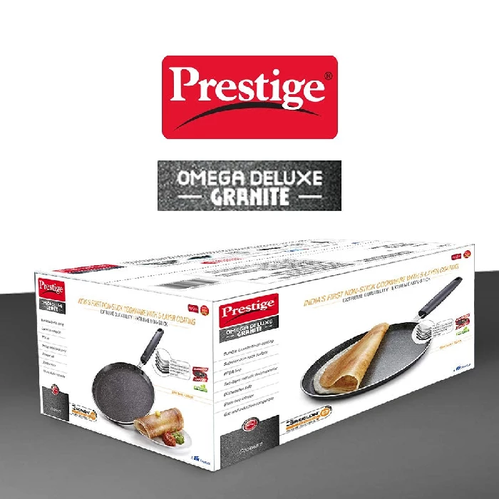 Prestige Omega Deluxe Granite Dosa Tawa, Black, Nonstick Aluminium - Image 5