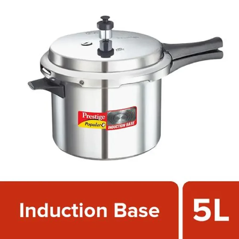 Prestige Popular Plus Aluminium Outer Lid Pressure Cooker - Induction Base, 10203 Prestige Popular Plus Aluminium Outer Lid Pressure Cooker - Induction Base, 10203--5 L