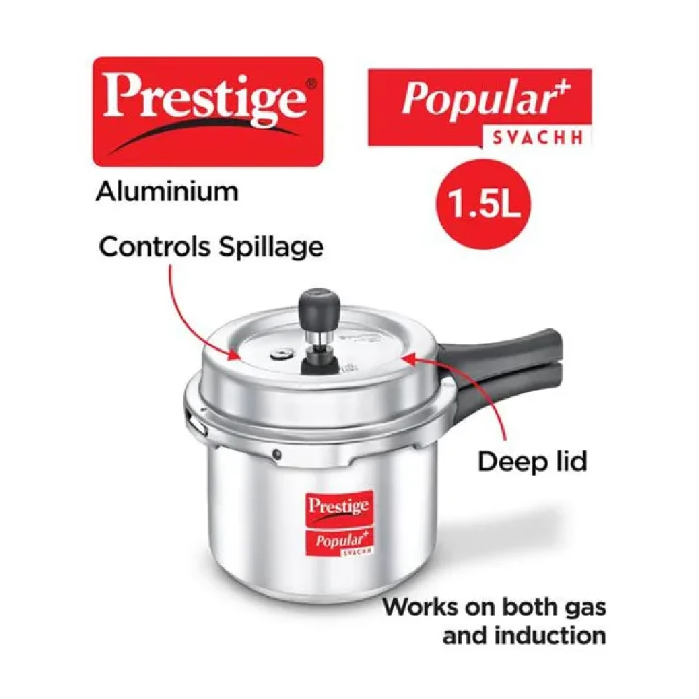 Prestige Popular Plus Svachh Aluminium Outer Lid Pressure Cooker - Induction Base - Image 2