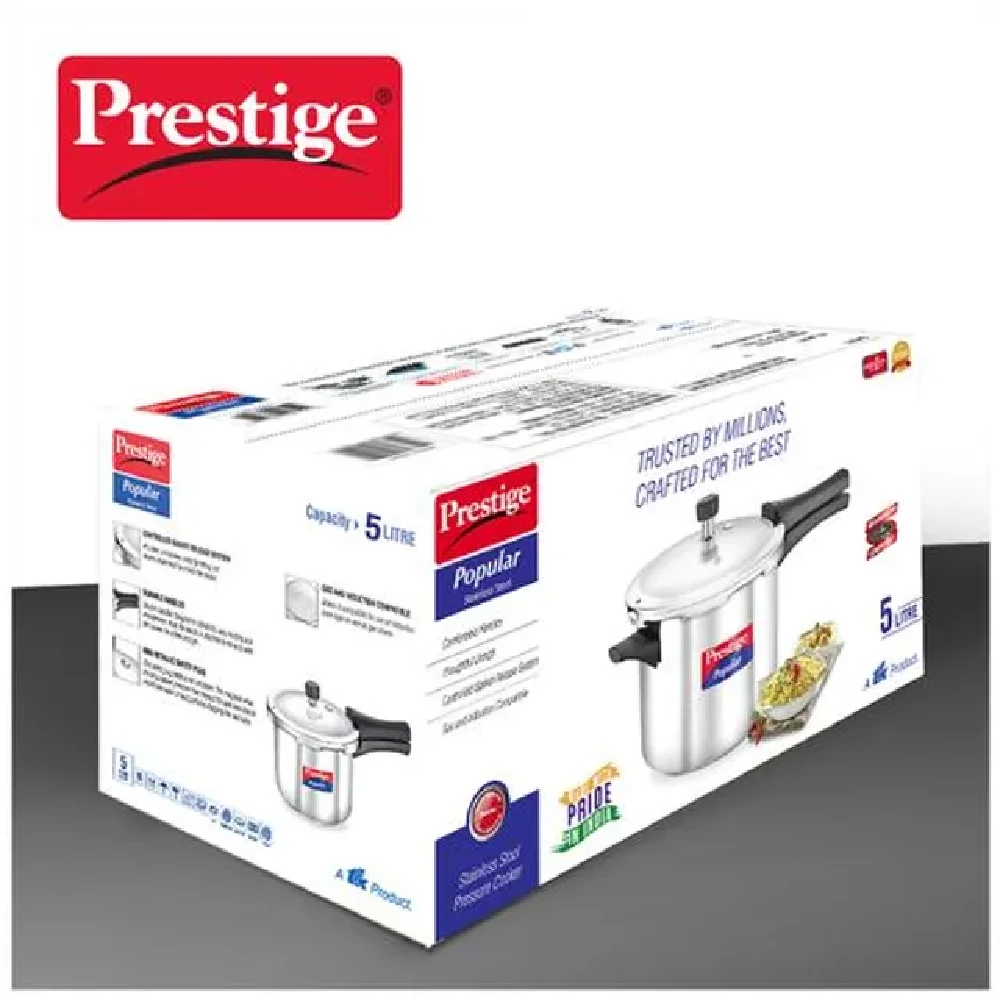 Prestige Popular Stainless Steel Outer Lid Pressure Cooker - Induction Base, 20652 - Image 5