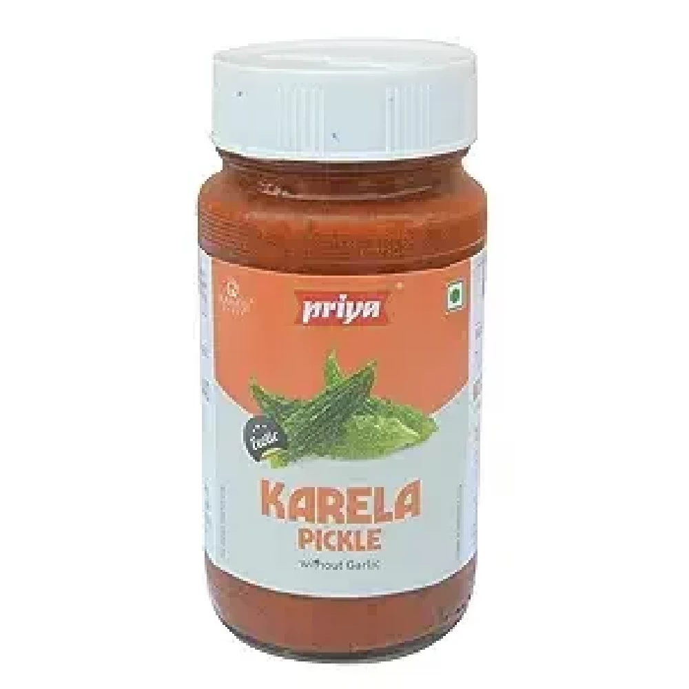 Priya Bittergourd (Karela) Pickle Without Garlic Priya Bittergourd (Karela) Pickle Without Garlic-Pack Size-300 g