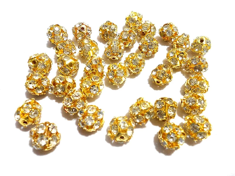 ProKart Golden Metal 10mm Jarkan Moti Balls Pearl Bead Stone Embroidery Craft Material For Craftworks and Decorations - Image 2