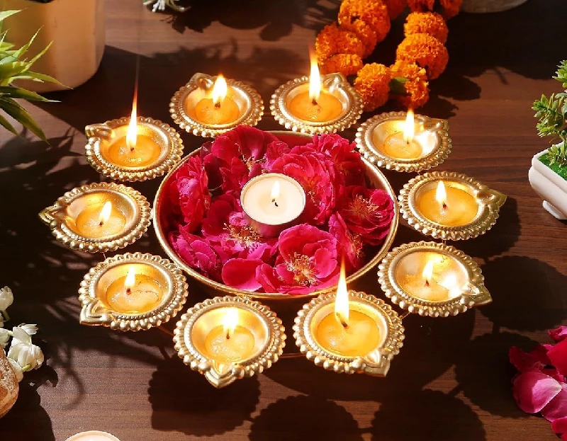 ProKart Premium Copper Gold Metal Decorative Diya - Image 3