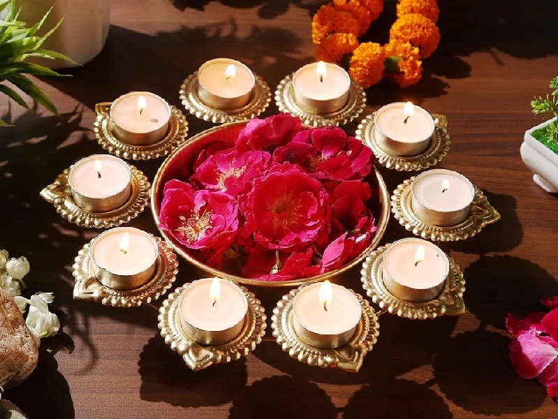ProKart Premium Copper Gold Metal Decorative Diya